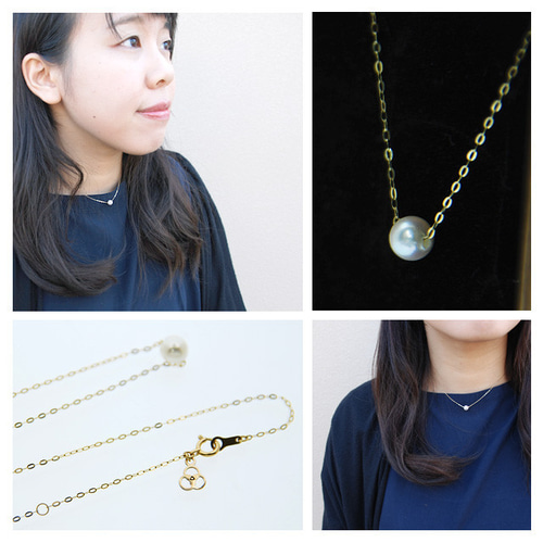 あこや真珠 ネックレス 一粒 スルーネックレス k10/k18 6mm ネックレス