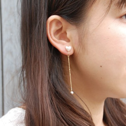 K10 耳環小飾物 Akoya 珍珠零件鏈小飾物一對 第3張的照片