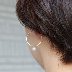 K18 Akoya 珍珠圈耳環 珍珠耳環 7-7.5mm [免運費] 第5張的照片