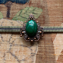 再販　孔雀石（マラカイト)のエキゾチックな帯留め「グリーン・パラダイス」 6枚目の画像
