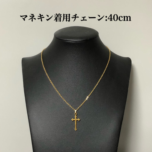 201.シンプルクロス、十字架のネックレス、金色ゴールドカラー
