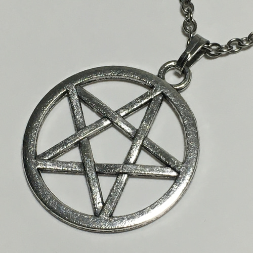 504.ペンタグラムインサークル、五芒星のネックレス、銀古美シルバー