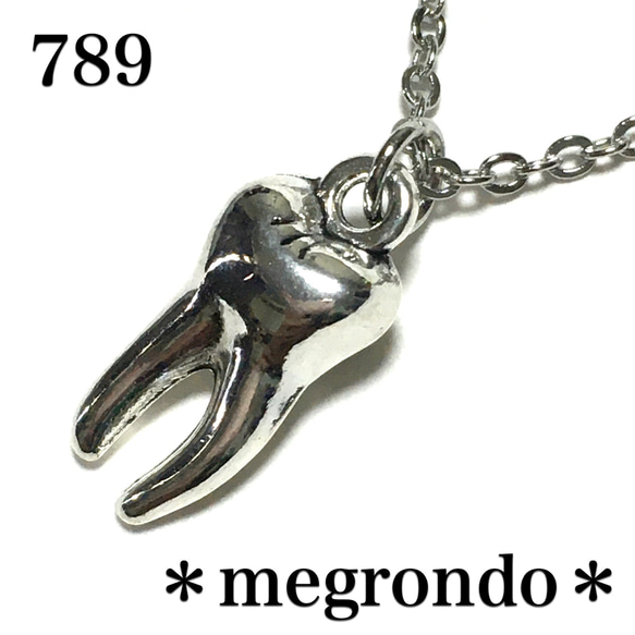 789.立体的、歯のネックレス、銀歯 ネックレス・ペンダント メグロンド  
