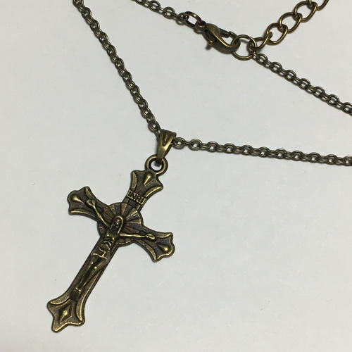 941.INRI、イエスキリスト磔刑クロスのネックレス、金古美
