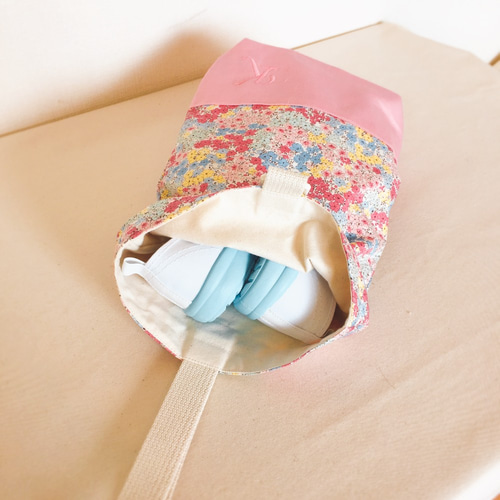 入園入学準備セット 名入れOKピンク花柄レッスンバッグ＆シューズ