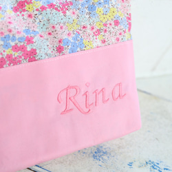入園入学セット♡ピンク花柄レッスンバッグ＆シューズケース　名入れ刺繍も 4枚目の画像