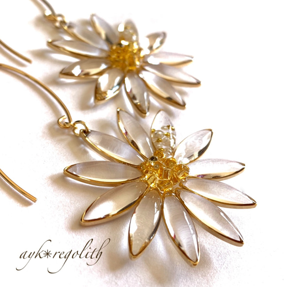 clear flower◇14kgf/Vフック ピアス（フック・チェーン） ayk