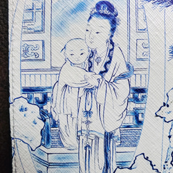 E10-1<太平有象>元宵佳節闔家同歡仕女    中國青花瓷風格證件夾.悠遊卡夾   天然皮革 第2張的照片