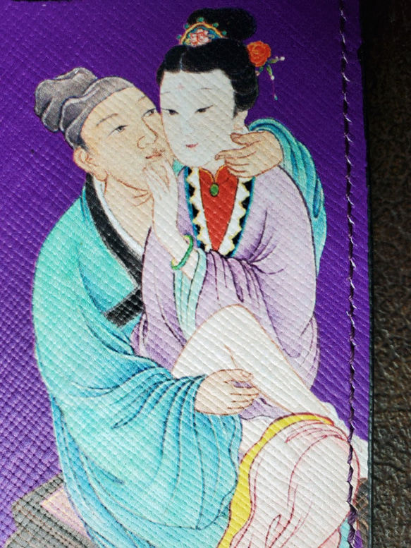 E02-1秘戲圖春宮仕女    中國風格證件夾.悠遊卡夾   天然皮革 第2張的照片