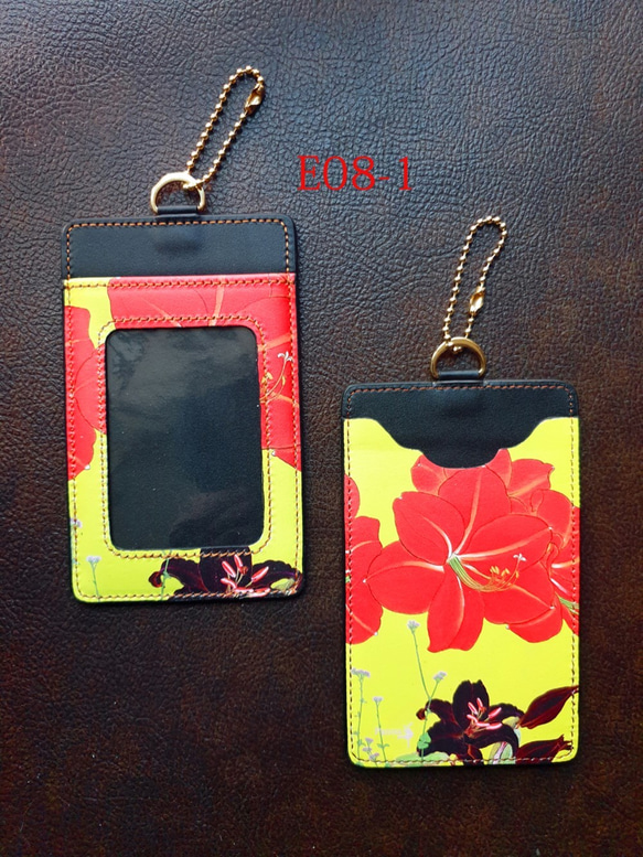 E08-1孤挺.百合繽紛色風格證件夾.悠遊卡夾   天然皮革 第1張的照片