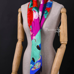 藍鵲舞春風系列   蠶絲絲巾 100%silk C01-1 第2張的照片