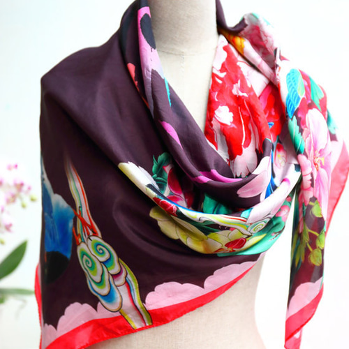 台湾ブルーマグパイシリーズシルクスカーフ100％シルクC03-3 マフラー  