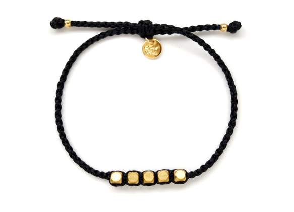 Brass Beads Bracelet/Black×Gold 真鍮ビーズブレスレット 1枚目の画像