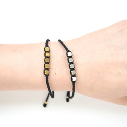 Brass Beads Bracelet/Black×Gold 真鍮ビーズブレスレット 3枚目の画像