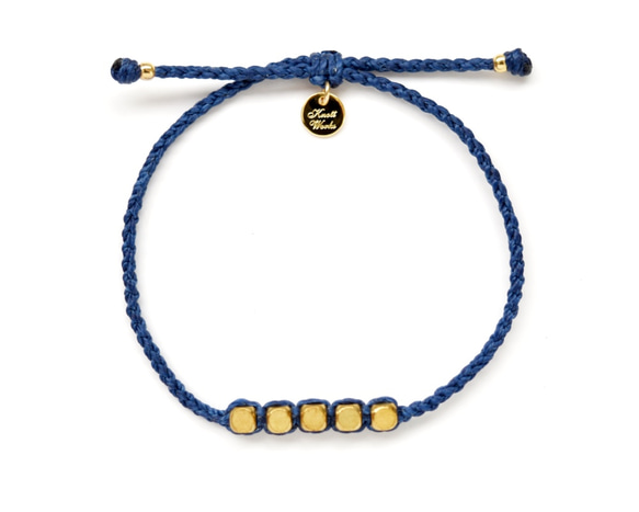 Brass Beads Bracelet/Blue(Gold&silver) 真鍮ビーズブレスレット 2枚目の画像