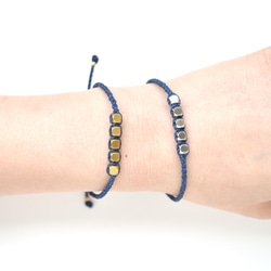 Brass Beads Bracelet/Blue(Gold&silver) 真鍮ビーズブレスレット 4枚目の画像