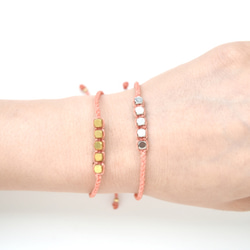 BrassBeadsBracelet/CoralPink(Gold&Silver) 真鍮ビーズブレスレット 4枚目の画像