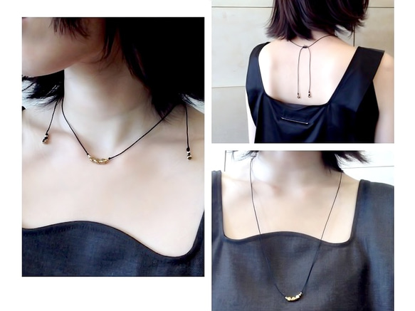 2WAY Brass Beadsネックレス/Black(Gold&Silver)真鍮ビーズネックレス 1枚目の画像