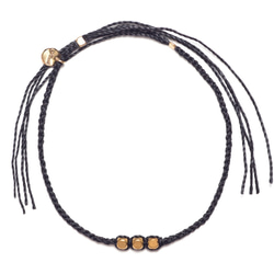 Brass Beads Misanga Anklet/Black×Gold 真鍮ビーズミサンガ 2枚目の画像