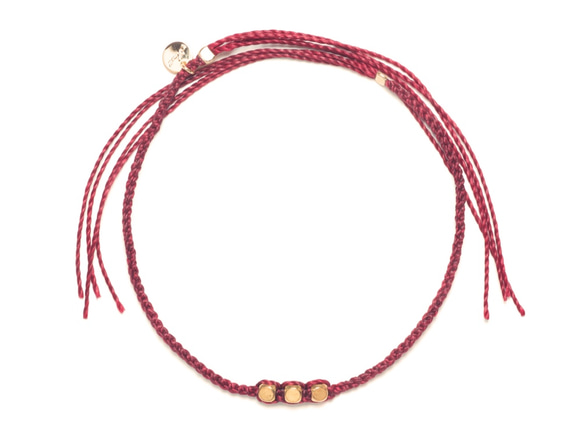 黃銅珠Misanga腳鍊/紅色（金色和銀色）黃銅珠Missanga 第1張的照片