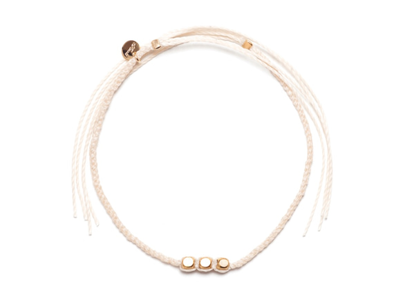 Brass Beads Misanga Anklet/White(Gold&Silver)真鍮ビーズミサンガ 1枚目の画像