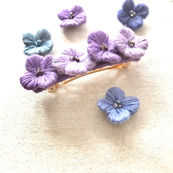 【立体刺繍】紫陽花のバレッタ(葡萄) 3枚目の画像