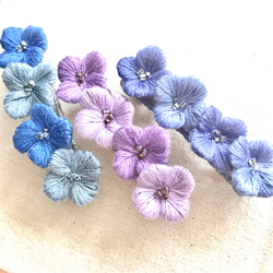 【立体刺繍】紫陽花のバレッタ(葡萄) 7枚目の画像