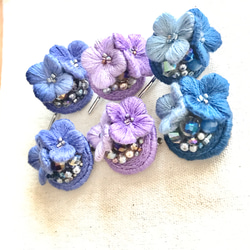 【立体刺繍】紫陽花のバレッタ(葡萄) 8枚目の画像