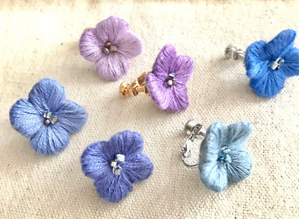 【立体刺繍】紫陽花のバレッタ(葡萄) 9枚目の画像