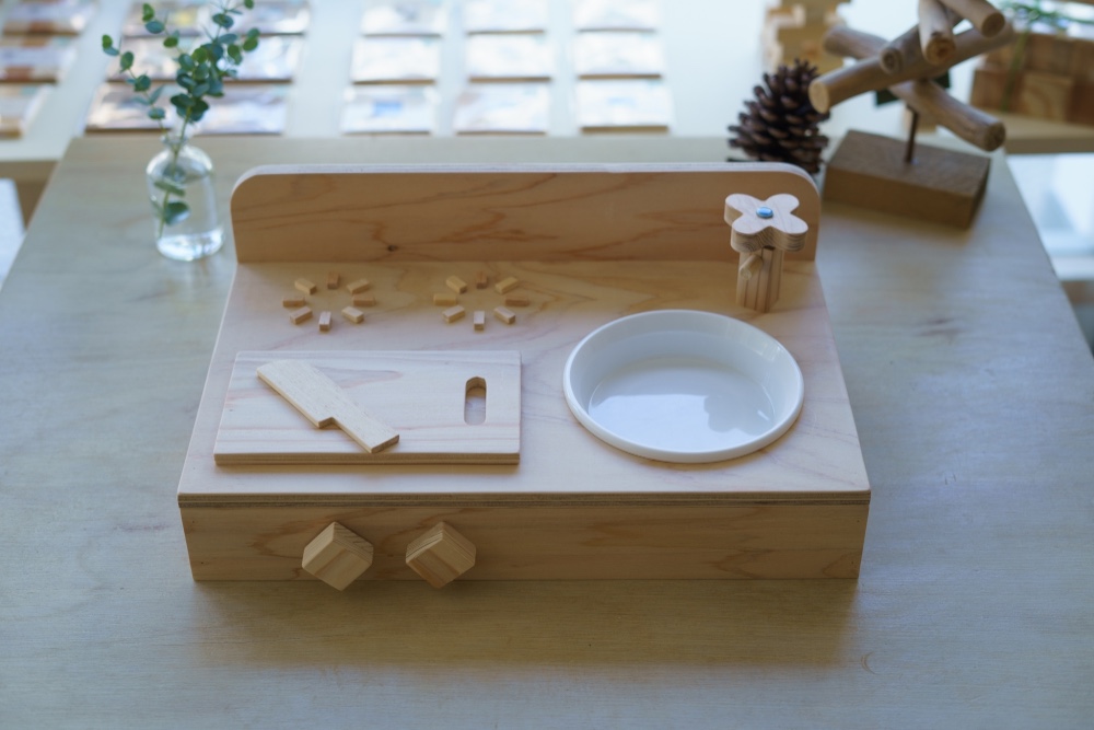 ハンドメイド☆卓上キッチン ままごとキッチン 卓上 木製 手作り 卓上キッチン 水色 ブルー