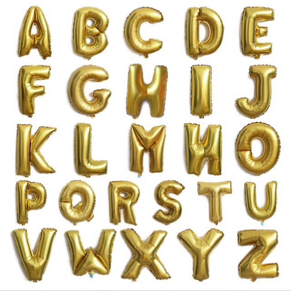 アルファベット 英語 ゴールド バルーン 二枚500円 1枚目の画像