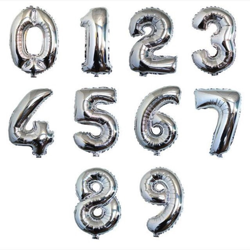 シルバー 数字 バルーン 約40cm 誕生日 イベント その他素材