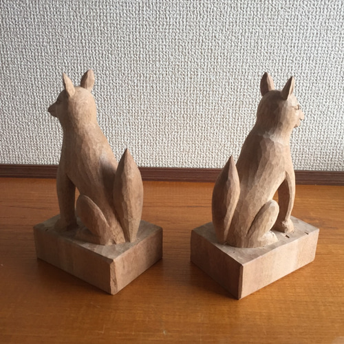 陶器 お稲荷様の彫刻 約15cm km-072-0-5.jpg