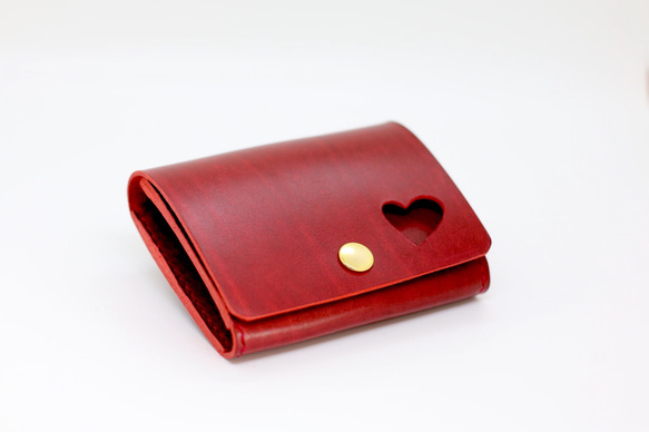【革の宝石 】ルガトー  大人可愛い ハート ミニ財布 コンパクト財布 1枚目の画像