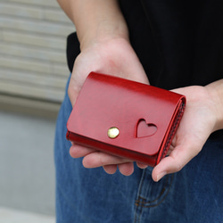 【革の宝石 】ルガトー  大人可愛い ハート ミニ財布 コンパクト財布 4枚目の画像