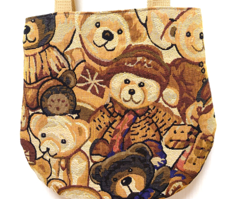 冬の新作』テディベア柄のトートバッグ☆くまさん☆ワンマイルバッグ