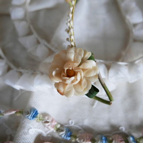 フランスアンティーク　ワックスフラワー　花冠　ティアラ　マリアージュ フランスアンティーク ワックスフラワー 花冠 ティアラ