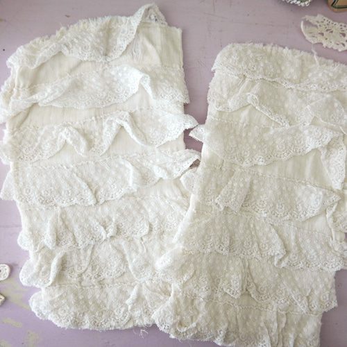 フランス　アンティーク　メルスリーセット　蚤の市 フランス蚤の市 メルスリーセット《Bleu Clair》 レース Mon