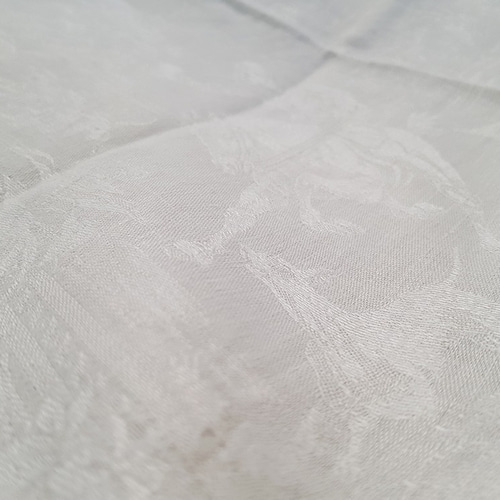 フランスアンティーク モノグラム手刺繍HF ダマスク織リネン