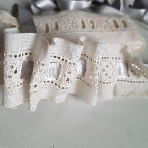 フランスアンティーク　リボン　一束全て　アンティークレース　ブルーライン フランスアンティーク リボン 一束全て アンティークレース