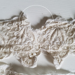 【ご予約品】フランスアンティーク　白糸刺繍スカラップレース 67cm 5枚目の画像