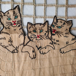 手作り焼き絵作品 三匹の猫たち 手作り焼き絵作品 三匹の猫たち