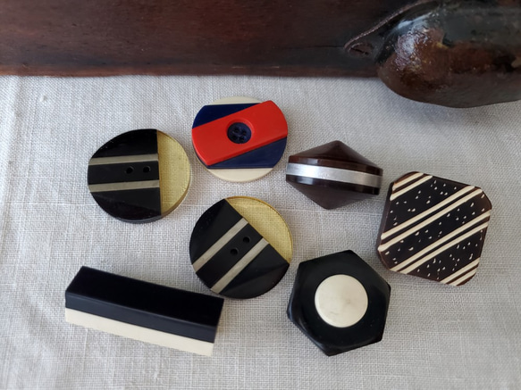 フランス 1910-1930年 アールデコ ガラリット＆ベークライトボタン 27mm 8枚目の画像