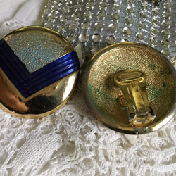 フランスヴィンテージ　bijoux：イヤリング 青ゴールド 5枚目の画像