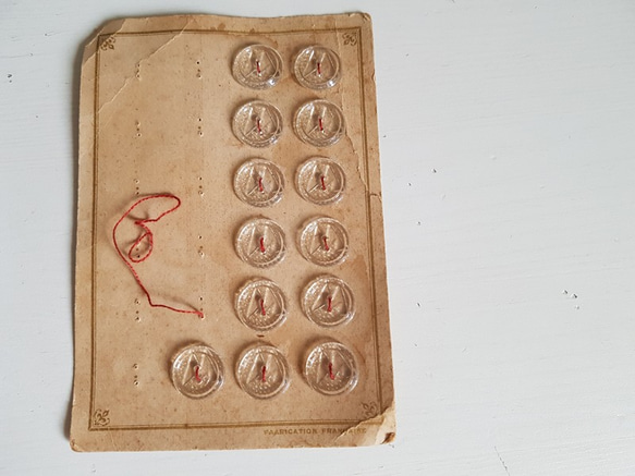 フランスアンティーク ガラスボタンシート 14mm ボタン Mon Atelier