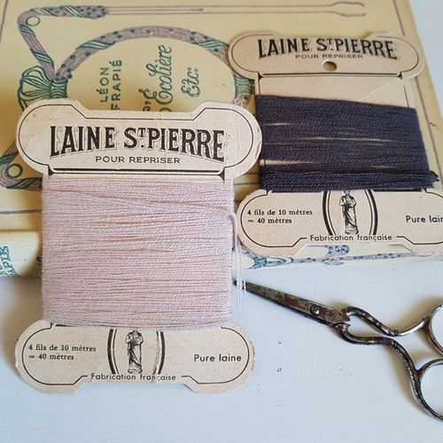フランスヴィンテージ 紙製糸巻き LAINE St-PIERRE 2色セット 糸