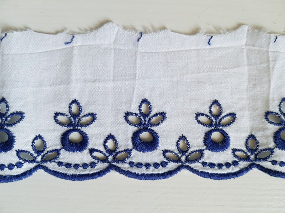 フランスヴィンテージ 植物柄刺繍リボントリム リボン・テープ Mon