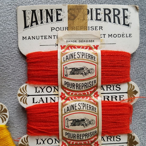 フランスアンティーク 紙製糸巻き LAINE St-PIERRE 2色セット 糸