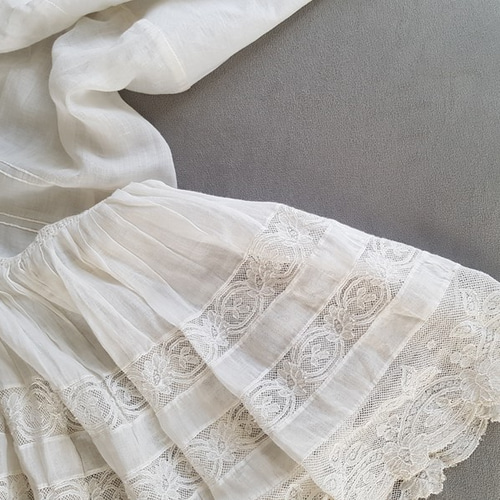 【Austin7iu 】フランス　アンティーク　レースロングスカート アンティークスカート アンティークレース フランス ロングスカート