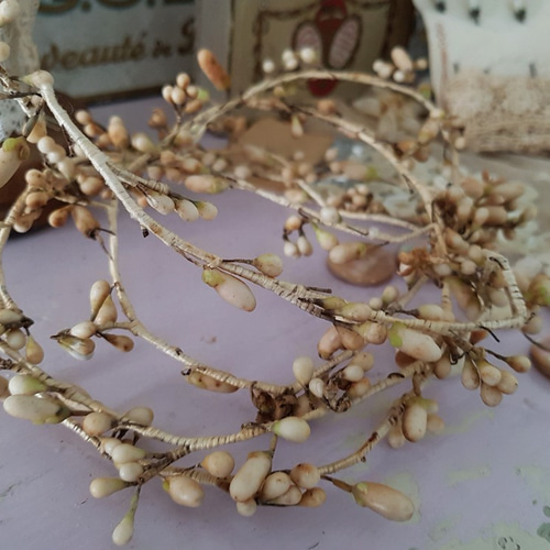 Hold】フランスアンティーク ワックスフラワー オレンジの蕾の